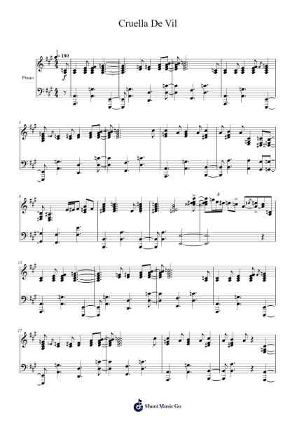 Cruella De Vil Sheet Music by Mel Leven-Arr.Make