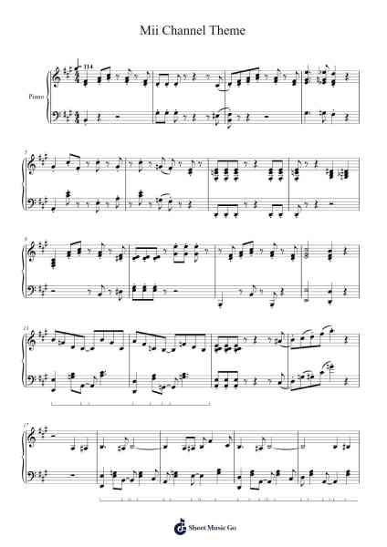 Mii Channel Theme Sheet Music by Kazumi Totaka-Arr.Ivessid