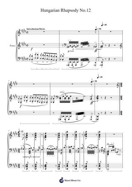 Hungarian Rhapsody No. 12 in C-sharp Minor, S.244/12 Sheet Music by Franz Liszt-Arr.Hughmand