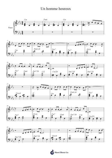 Un homme heureux Sheet Music by William Sheller-Arr.Mickkay