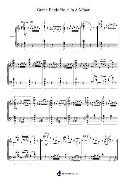 Grand Etude No. 6 in A Minor Sheet Music by F.Liszt-Arr.Springqe