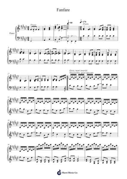 Fanfare Sheet Music by Gravier Blysibyl-Arr.Jillmo Grantbott