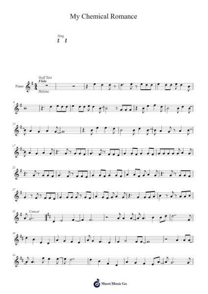 My Chemical Romance Sheet Music by Natasha Mijat-Arr.Freetein