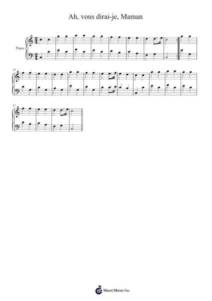 Ah, vous dirai-je, Maman, K. 265/300e Sheet Music by Wolfgang Amadeus Mozart-Arr.Betrae Rooqe