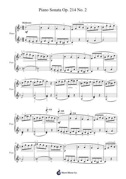 Piano Sonata Op. 214 No. 2: I. Allegro and II. Andante Sheet Music by Cornelius Gurlitt-Arr.Payyule