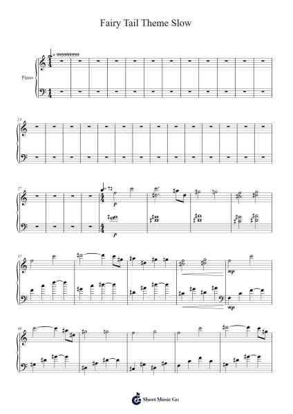 Fairy Tail Theme Slow Sheet Music by undefined-Arr.Bownio Elroytier