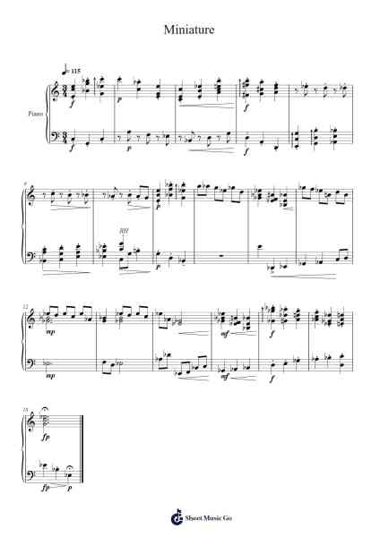 Miniature Sheet Music by Mark Vendy-Arr.Leamorse Tayh