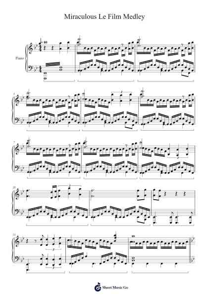 Miraculous Le Film Medley Sheet Music by Misc Cartoons-Arr.Bartblack Jobky