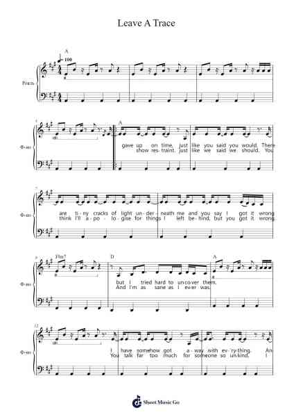 Leave A Trace Sheet Music by CHVRCHES-Arr.Bowvice Chaboyd