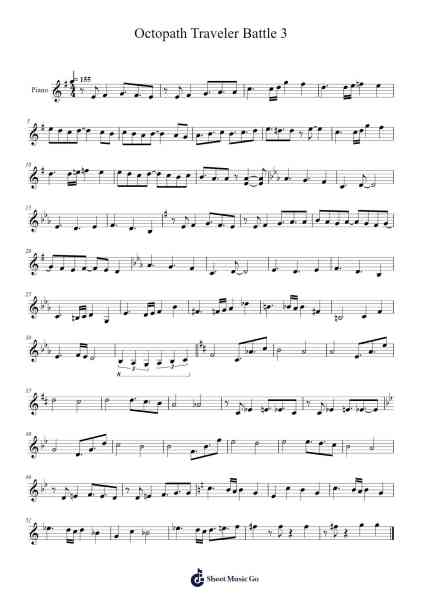 Octopath Traveler Battle 3 Sheet Music by Yasunori Nishiki-Arr.Keplus