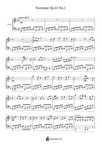 Nocturne Op.43 No.1 Sheet Music by Needel Deirmag-Arr.Polriah