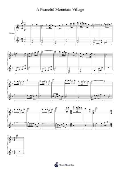 A Peaceful Mountain Village Sheet Music by Miki Higashino-Arr.Xanlain Drychel