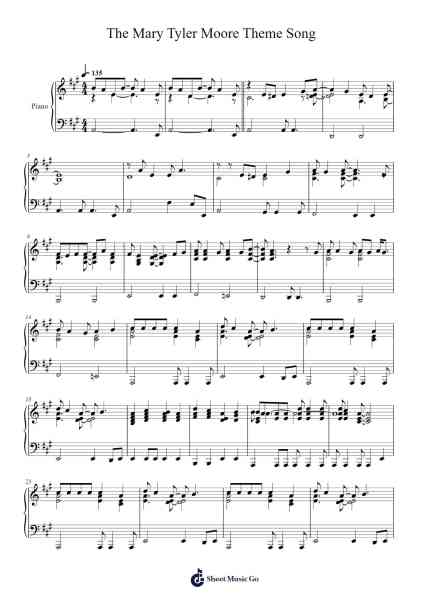 The Mary Tyler Moore Theme Song Sheet Music by Sonny Curtis-Arr.Leomos