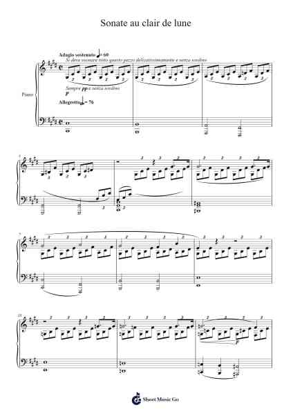 Sonata No. 14 in C-sharp Minor, Op. 27, No. 2 "Moonlight" Sheet Music by Ludwig van Beethoven-Arr.Virgreg