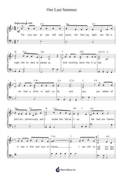 Our Last Summer Sheet Music by ABBA-Arr.Huttwer Sampland