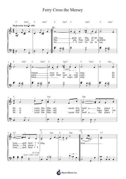 Ferry Cross the Mersey Sheet Music by Gerry & The Pacemakers-Arr.Loulup