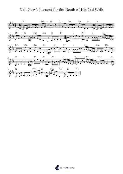 Neil Gow's Lament for the Death of His Second Wife Sheet Music by Neil Gow-Arr.Lamjane