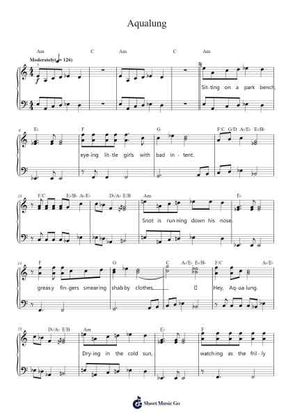 Aqualung Sheet Music by Jethro Tull-Arr.Judmons Bairdchel