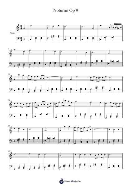 Noturno Op 9 Sheet Music by Profª Vera Lucia-Arr.Tifliz