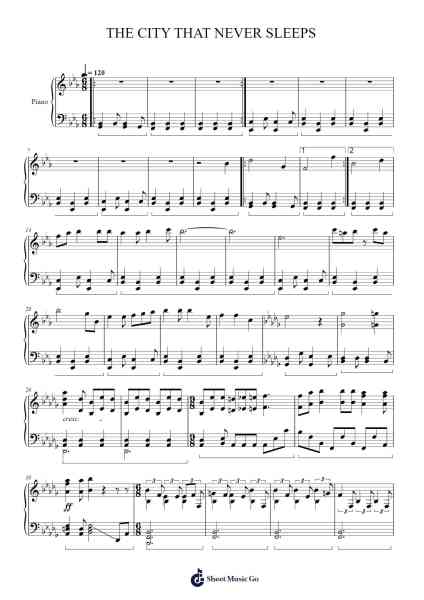 THE CITY THAT NEVER SLEEPS Sheet Music by Oboe Style-Arr.Cookdunn