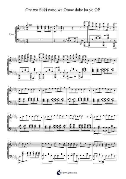 Ore wo Suki nano wa Omae dake ka yo OP Sheet Music by Shuka Saito-Arr.Manssaul Dexy