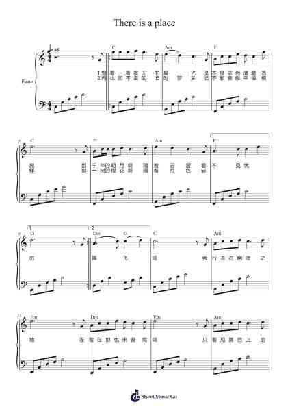 There is a place Sheet Music by undefined-Arr.Bosphia Wisell
