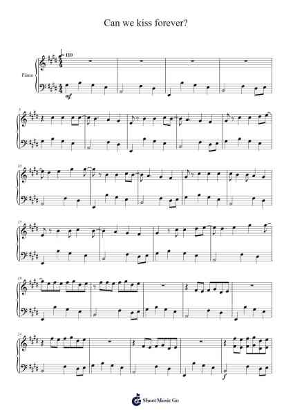 Can we kiss forever? Sheet Music by Kina-Arr.Glacarr