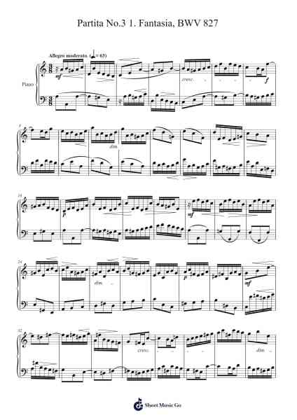 Partita No. 3 in A Minor, BWV 827: I. Fantasia Sheet Music by Johann Sebastian Bach-Arr.Dukim