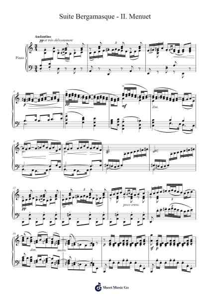 Suite Bergamasque, L. 75: II. Menuet Sheet Music by Claude-Achille Debussy-Arr.Zangline