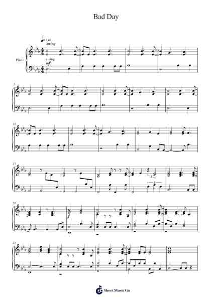 Bad Day Sheet Music by Daniel Powter-Arr.Auwolf