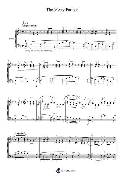 The Merry Farmer Sheet Music by Robert Schumann-Arr.Virquinn Hoodvid