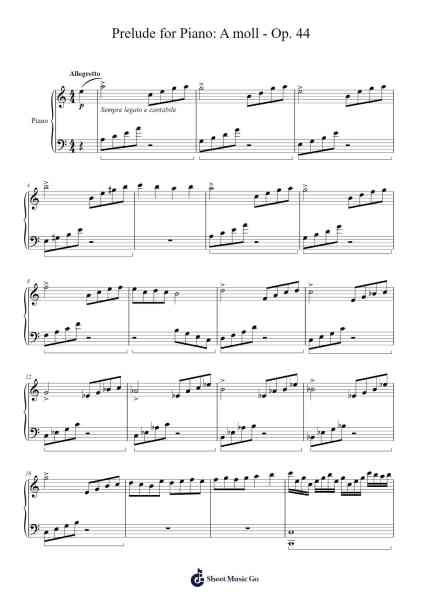 Prelude for Piano: A moll - Op. 44 Sheet Music by K.H.J.-Arr.Jansean