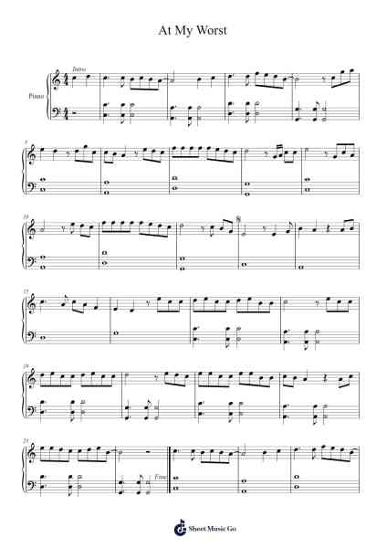 At My Worst Sheet Music by Pink Sweat$-Arr.Kitfy