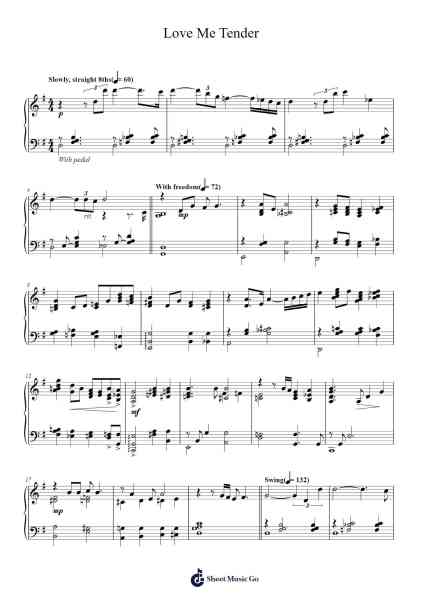 Love Me Tender Sheet Music by Elvis Presley-Arr.Temchell Thompro