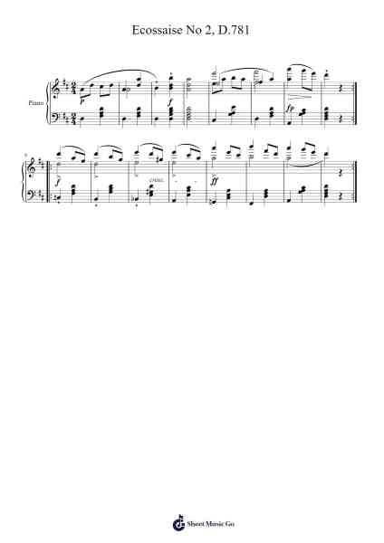 Ecossaise No. 2 in G Major, D. 781 Sheet Music by Franz Schubert-Arr.Gembur
