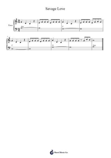 Savage Love Sheet Music by Jawsh 685-Arr.Dwightharte Phijoyce