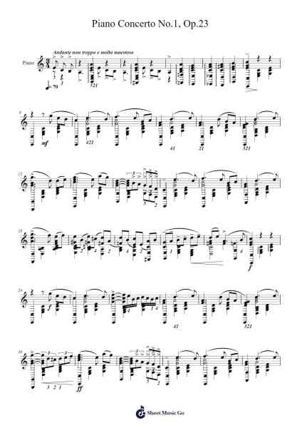 Piano Concerto No. 1 in B-flat Minor, Op. 23 Sheet Music by Pyotr Ilyich Tchaikovsky-Arr.Joanvieve