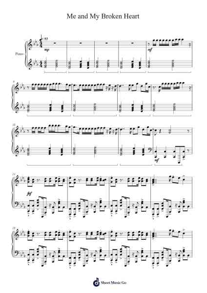 Me and My Broken Heart Sheet Music by F.I.R.E.-Arr.Steinter Rooridge