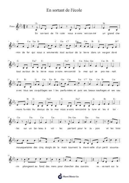 En sortant de l'école Sheet Music by Joseph Kosma-Arr.Elroylitt Graycia