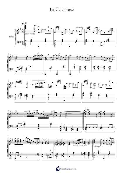La vie en rose Sheet Music by Édith Piaf-Arr.Humlouie