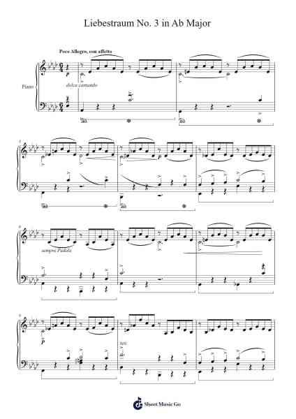 Liebestraum No. 3 in A♭ Major, S. 541: III. Allegretto 樂譜由 Franz Liszt - 編曲 Leighborn