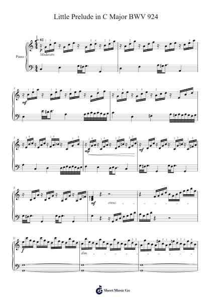 Little Prelude in C Major, BWV 924 Sheet Music by Johann Sebastian Bach-Arr.Churmike