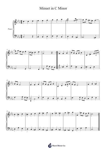Minuet in C Minor Sheet Music by Johann Sebastian Bach-Arr.Brookecher Nicksie