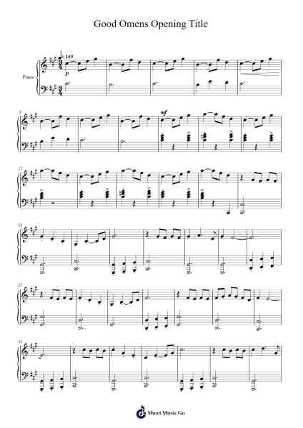 Bad Omens - a variation of Good Omens Opening Title Sheet Music by David Arnold-Arr.Flowerthan