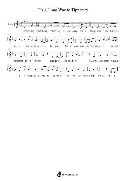 It's A Long Way to Tipperary Sheet Music by Jack Judge/Harry Williams-Arr.Debhum Browntor