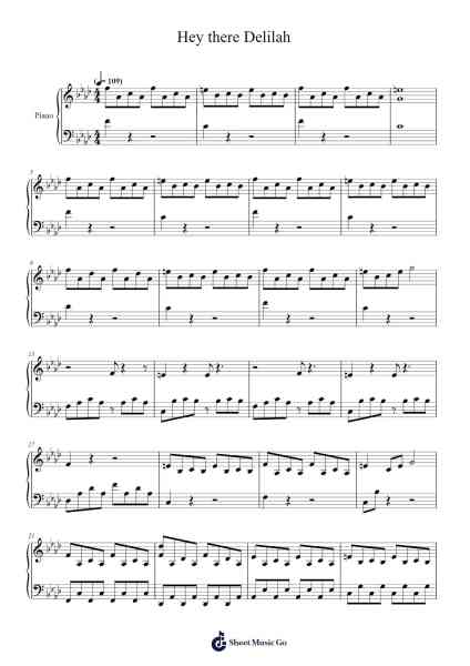 Hey there Delilah Sheet Music by Plain White T's-Arr.Mollries