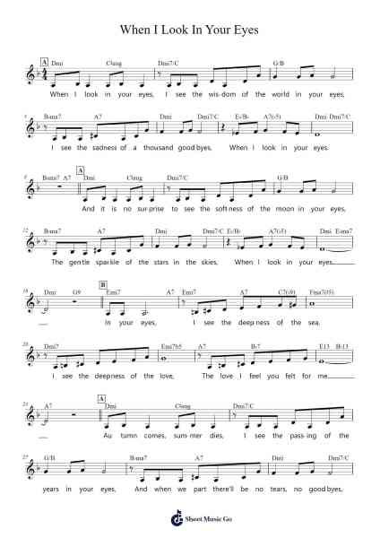 When I Look In Your Eyes Sheet Music by Leslie Bricusse-Arr.Scripla Brookfe