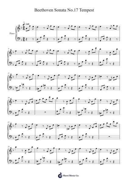 Sonata No. 17 in D Minor, Op. 31, No. 2 "Tempest" Sheet Music by Ludwig van Beethoven-Arr.Pistal
