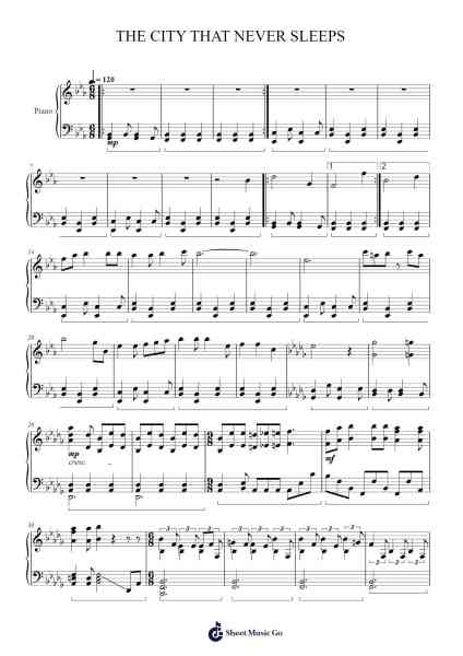 THE CITY THAT NEVER SLEEPS Sheet Music by Oboe Style-Arr.Lautus Phichad