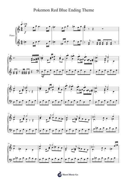 Pokemon Red Blue Ending Theme Sheet Music by Guyreade-Arr.Sumia
